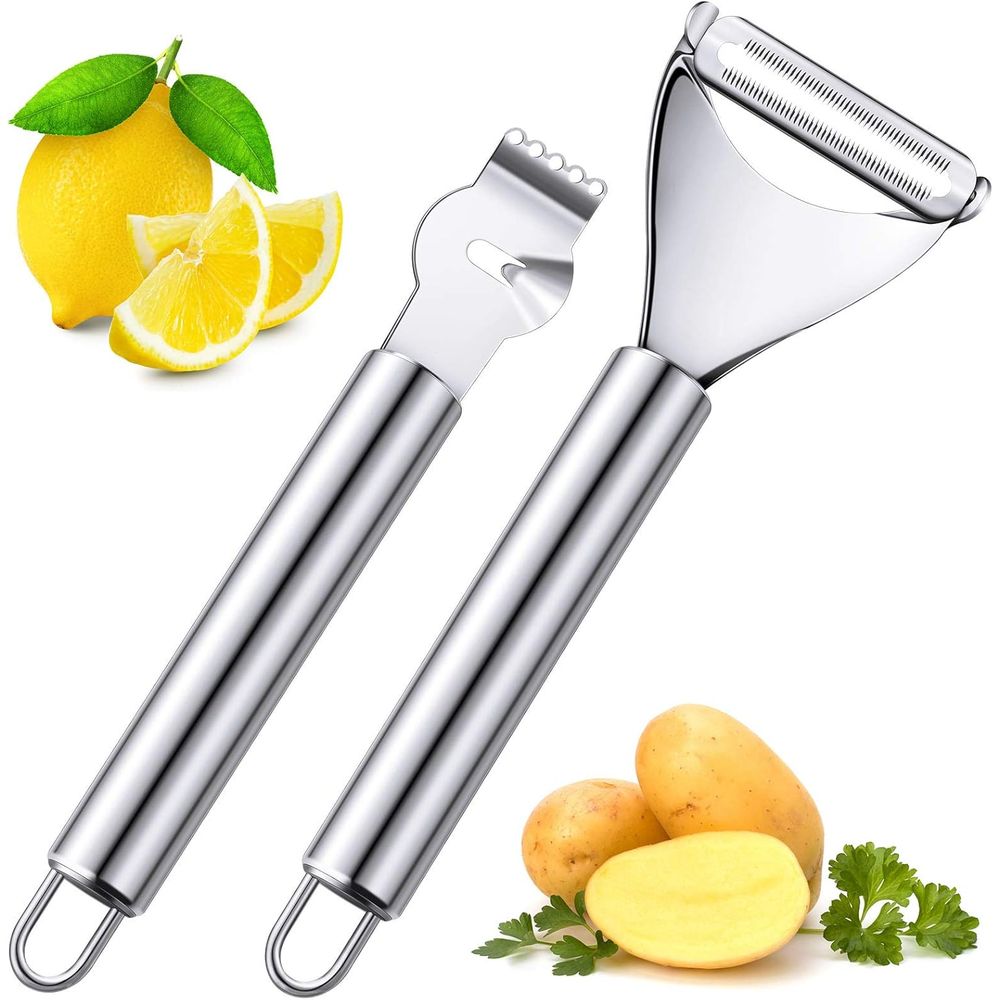 Peeler Channel Knife - Dual-Blade Stainless Steel Citrus Peeler with