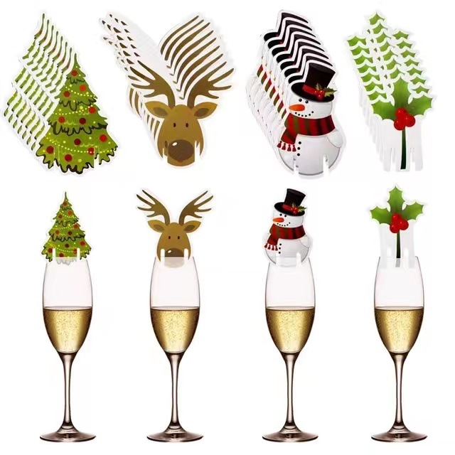 10PCS Christmas Cup Card Santa - Cocktail Recipe Book recension och pris