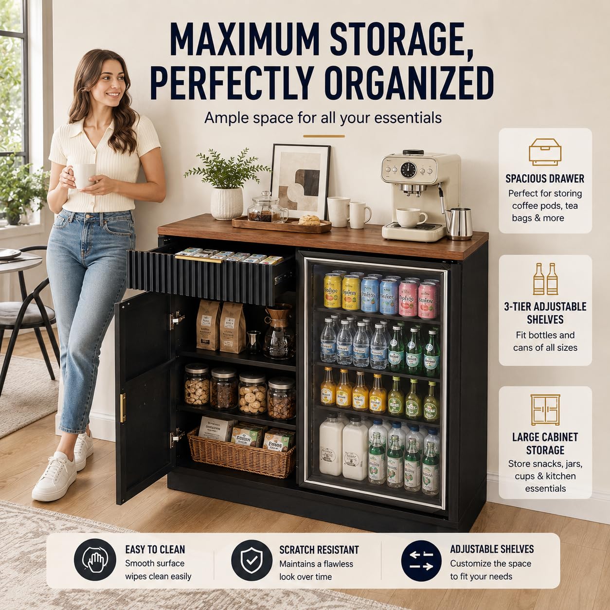 Coffee Bar Cabinet with Fridge - Home Bar And Fridge recension och pris