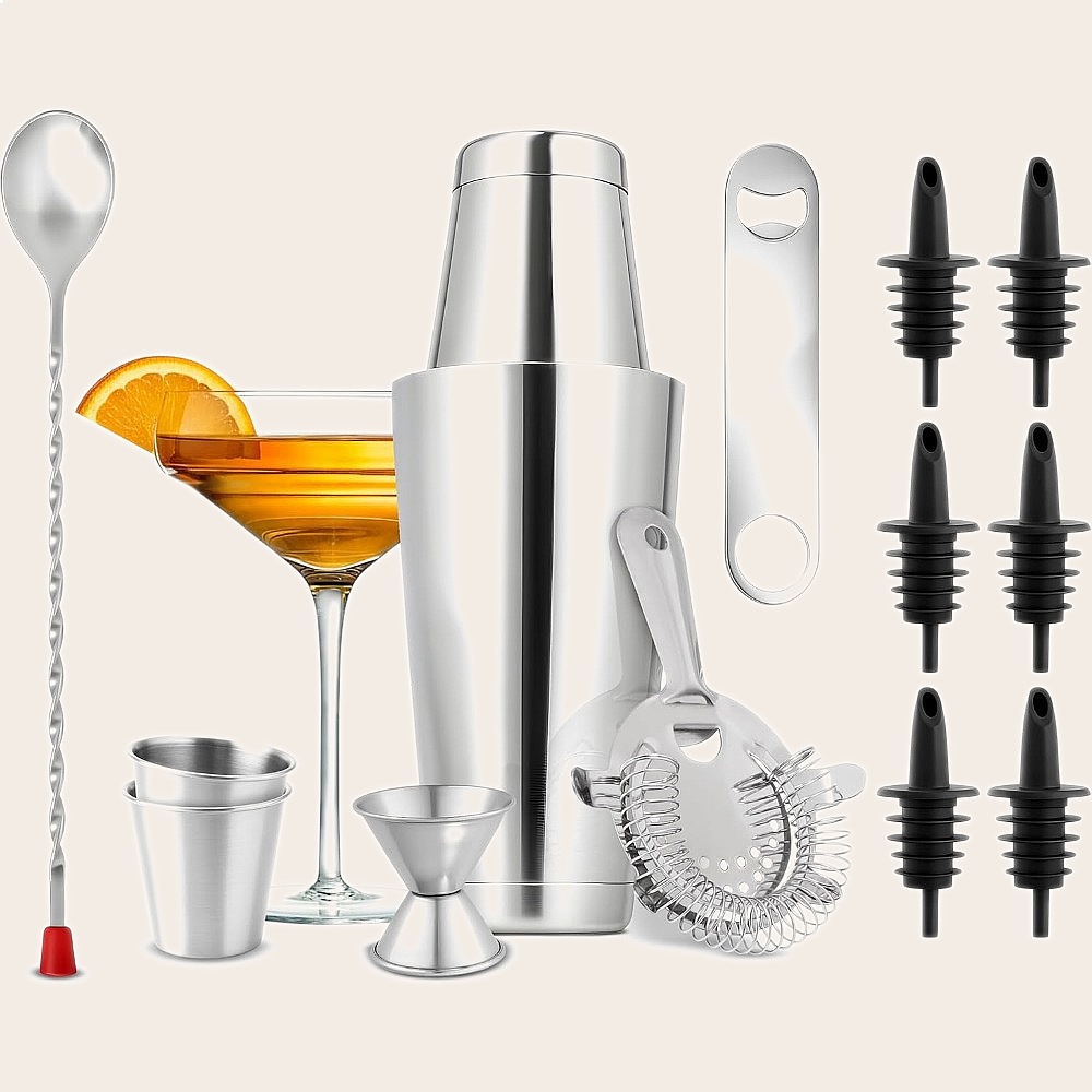 15-Piece Stainless Steel Cockt - Cocktail Recipe Book recension och pris