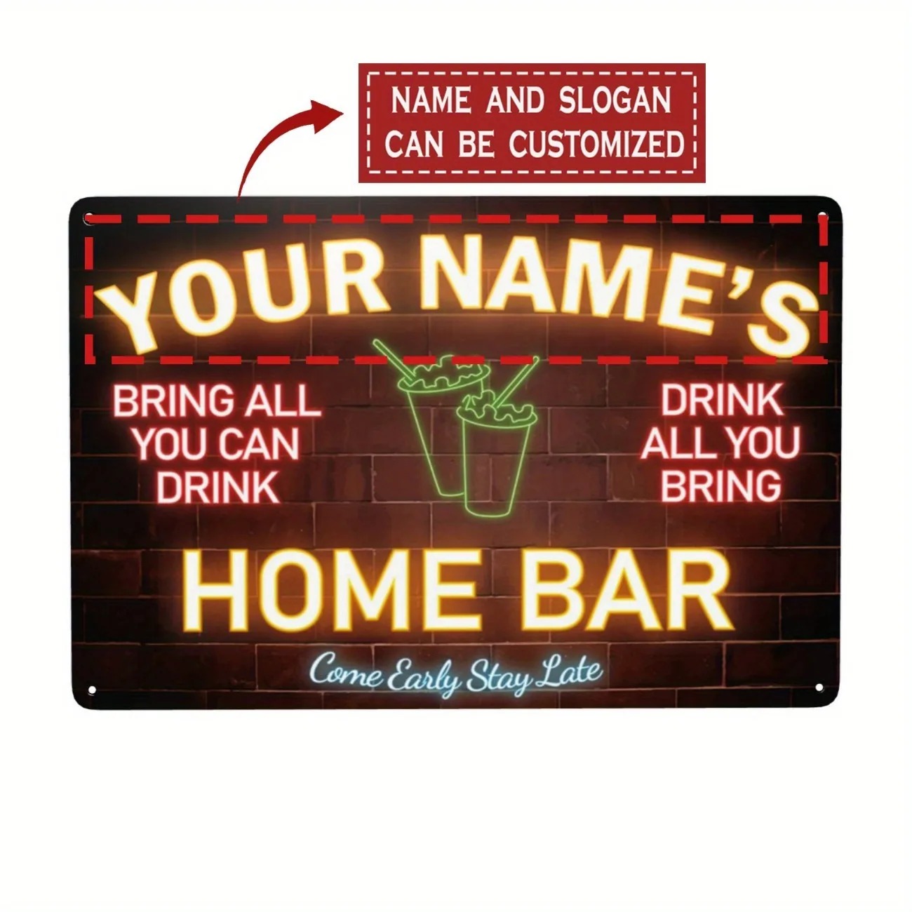 Custom Name Text Metal Sign Ho - Home Bar Signs recension och pris