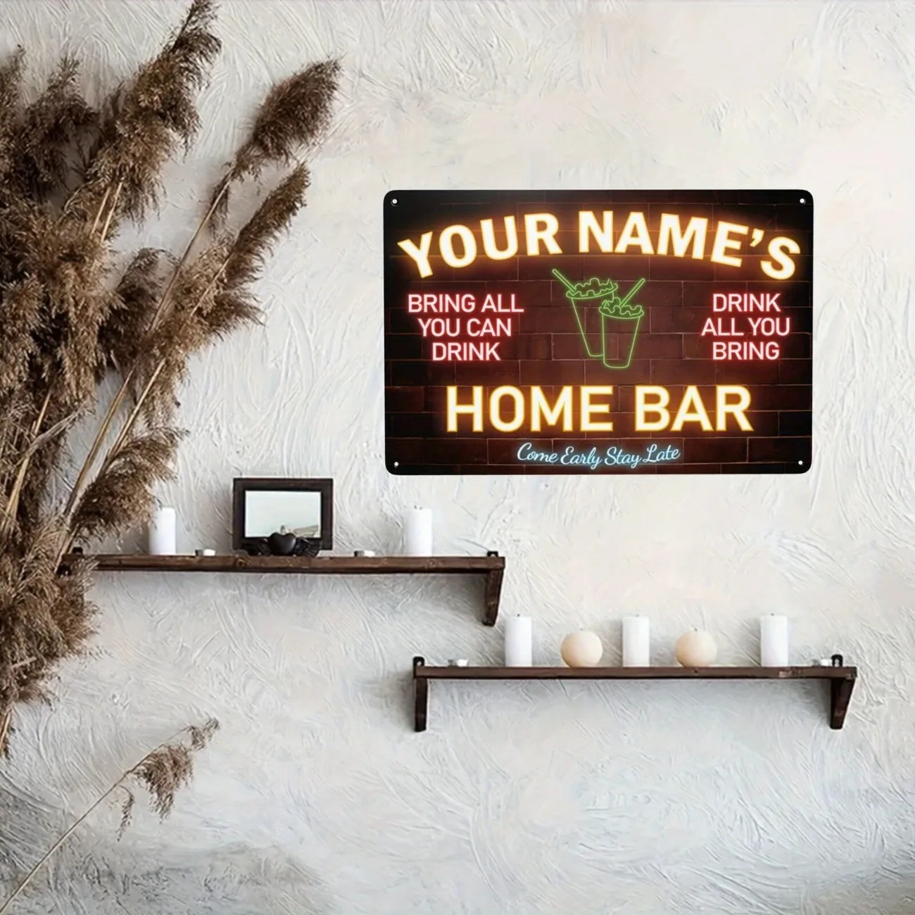 Custom Name Text Metal Sign Ho - Home Bar Signs recension och pris