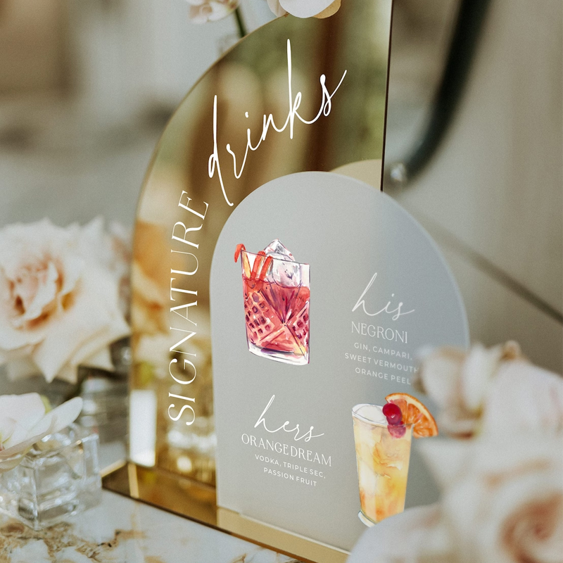 Gold Mirror Wedding Bar Menu S - Cocktail Recipe Book recension och pris