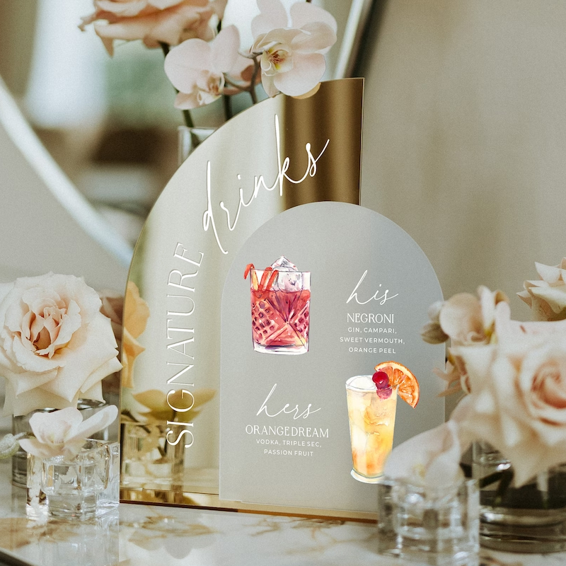 Gold Mirror Wedding Bar Menu S - Cocktail Recipe Book recension och pris
