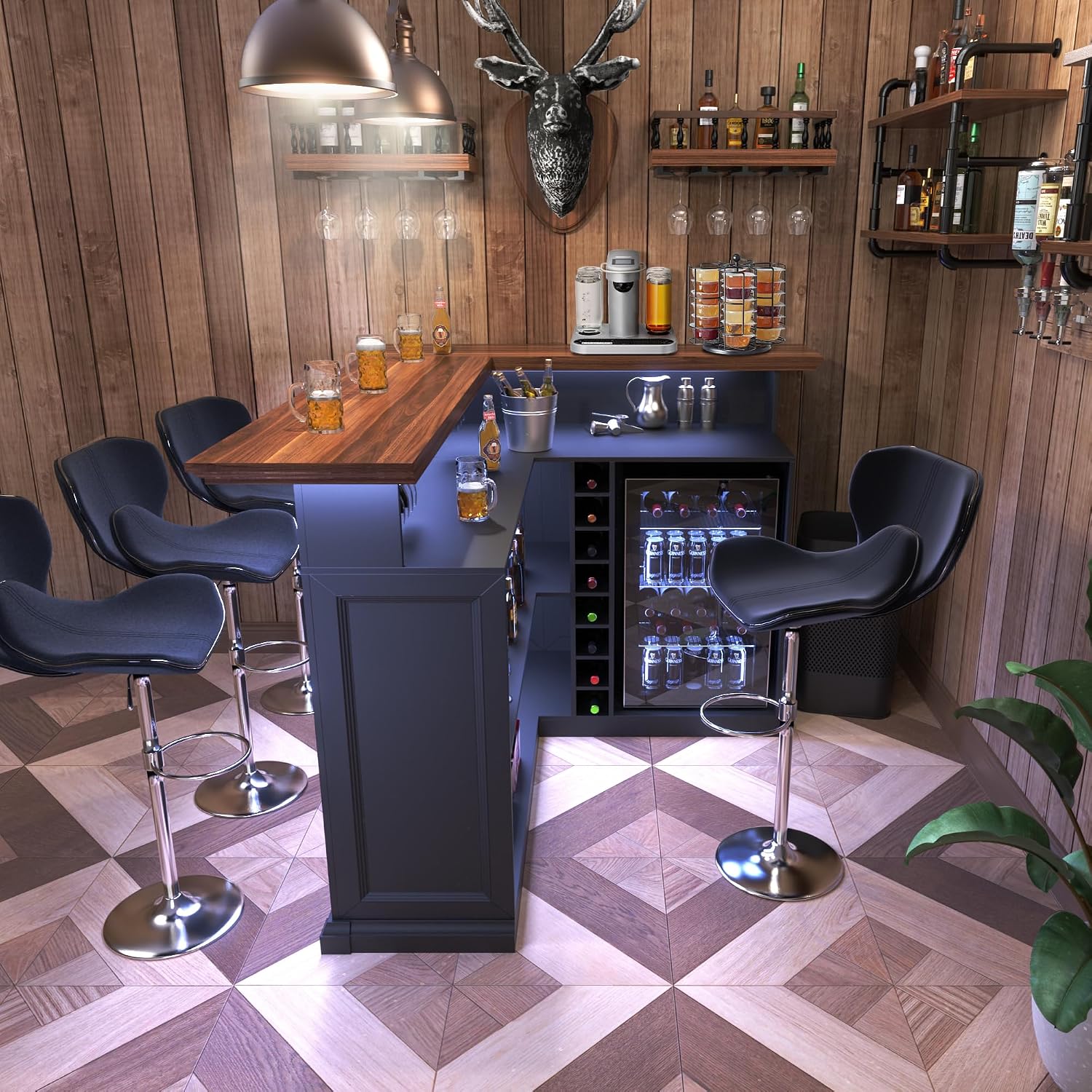 L-Shaped Home Bar Cabinet with - Home Bar Setup recension och pris