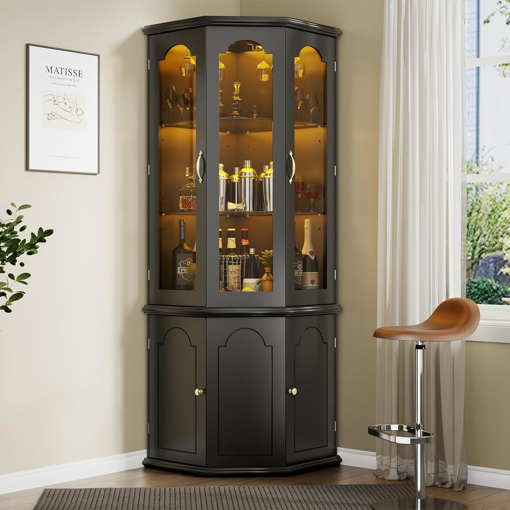 Illuminated Bar Cabinet with T - Home Bar Shelf recension och pris