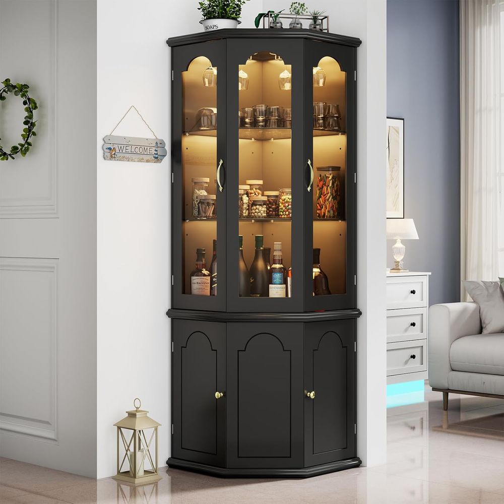 Illuminated Bar Cabinet with T - Home Bar Shelf recension och pris